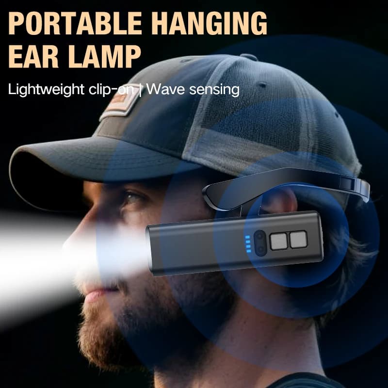 2025 Ear Clip Headlamp– Bright LED Headlight, Rechargeable Waterproof Head Flashlight for Fishing Hiking Running Cycling Outdoor