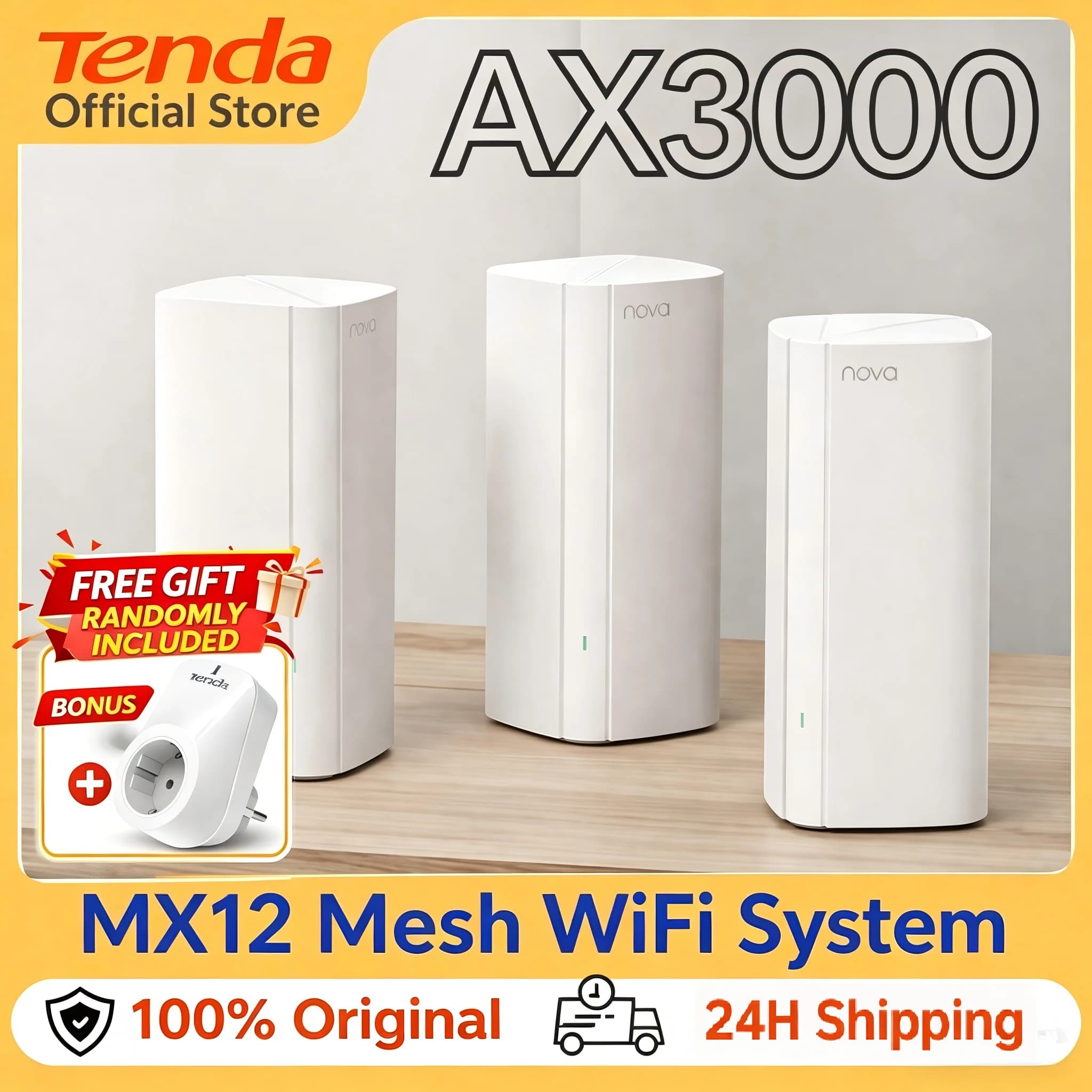Tenda AX3000 WiFi6 Mesh System EX/MX12 Wireless Router Wi-Fi6 Mesh WiFi Router up to 7000 sq.ft. Wifi Range Extender WIFI 6 Mesh