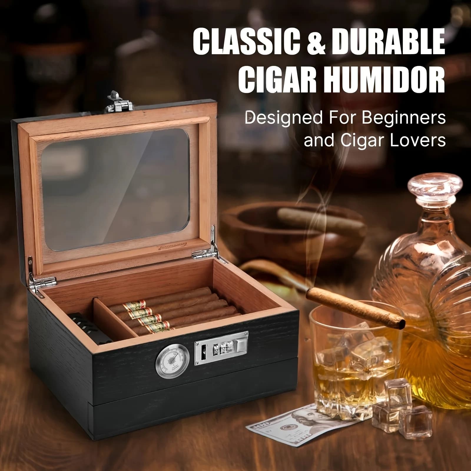 Retro cedar cigar box; cigar humidor; portable cigar storage box; cigar storage box; cigar case.