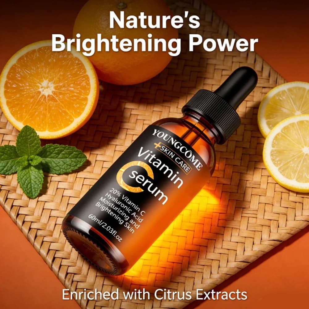 YOUNGCOME Vitamin C Hyaluronic Acid Serum - Daily Hydrating & Radiance-Boosting Facial Essence for All Skin Types 40/60ML