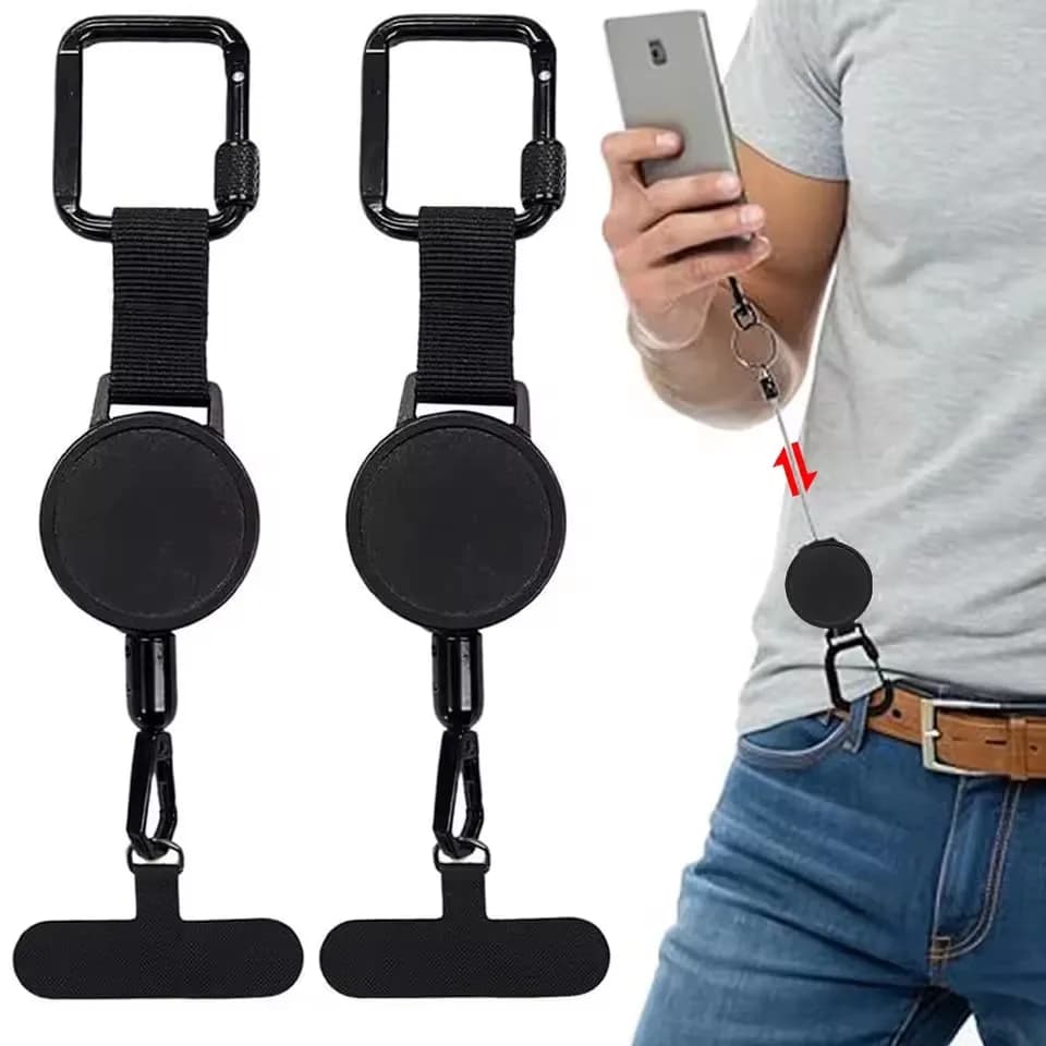 Retractable Anti-Theft Phone Holder Smartphone Xyun Lanyard Stra with Carabiner Anti-Drop Harness for Hiking Cycling Climbing