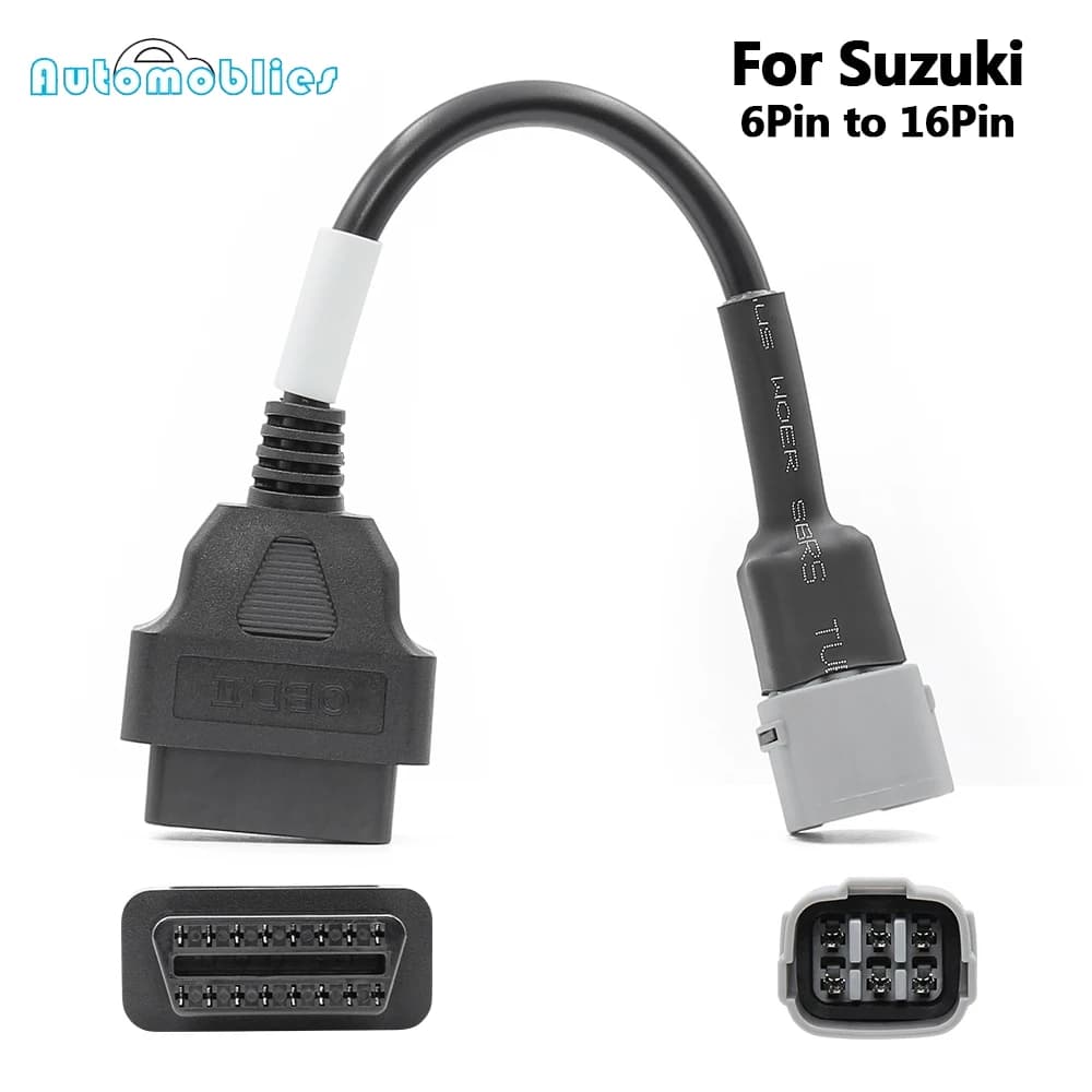 For Suzuki 6Pin to 16Pin OBD2 Motorcycle Diagnostic Plug Adapter OBDII Scanner Extension Cable Tool