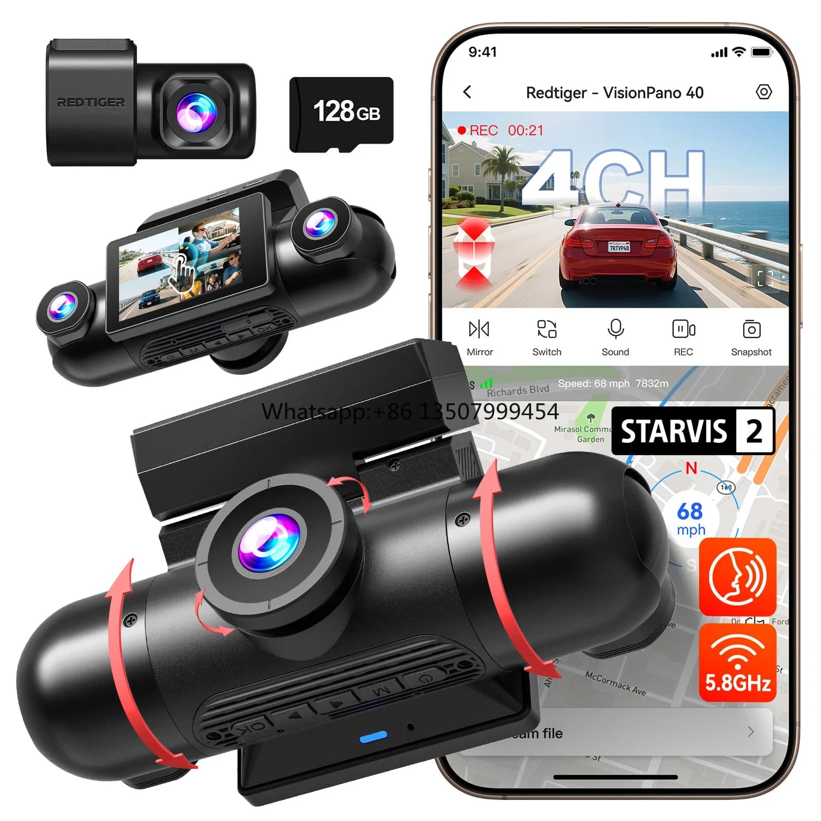 Distributor VP40 2.5K*2+1080P*2 Dash Cam Dual STARVIS 2 5.8GHz WiFi Driving Recorder Night Vision GPS Car Black Box