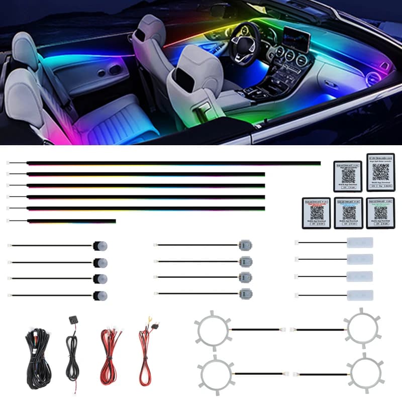 Welcome Custom Ambient Lighting Easy Install 22 in 1 Symphony Universal Car Interior RGBIC LED Ambient Strip Light Kit for Car