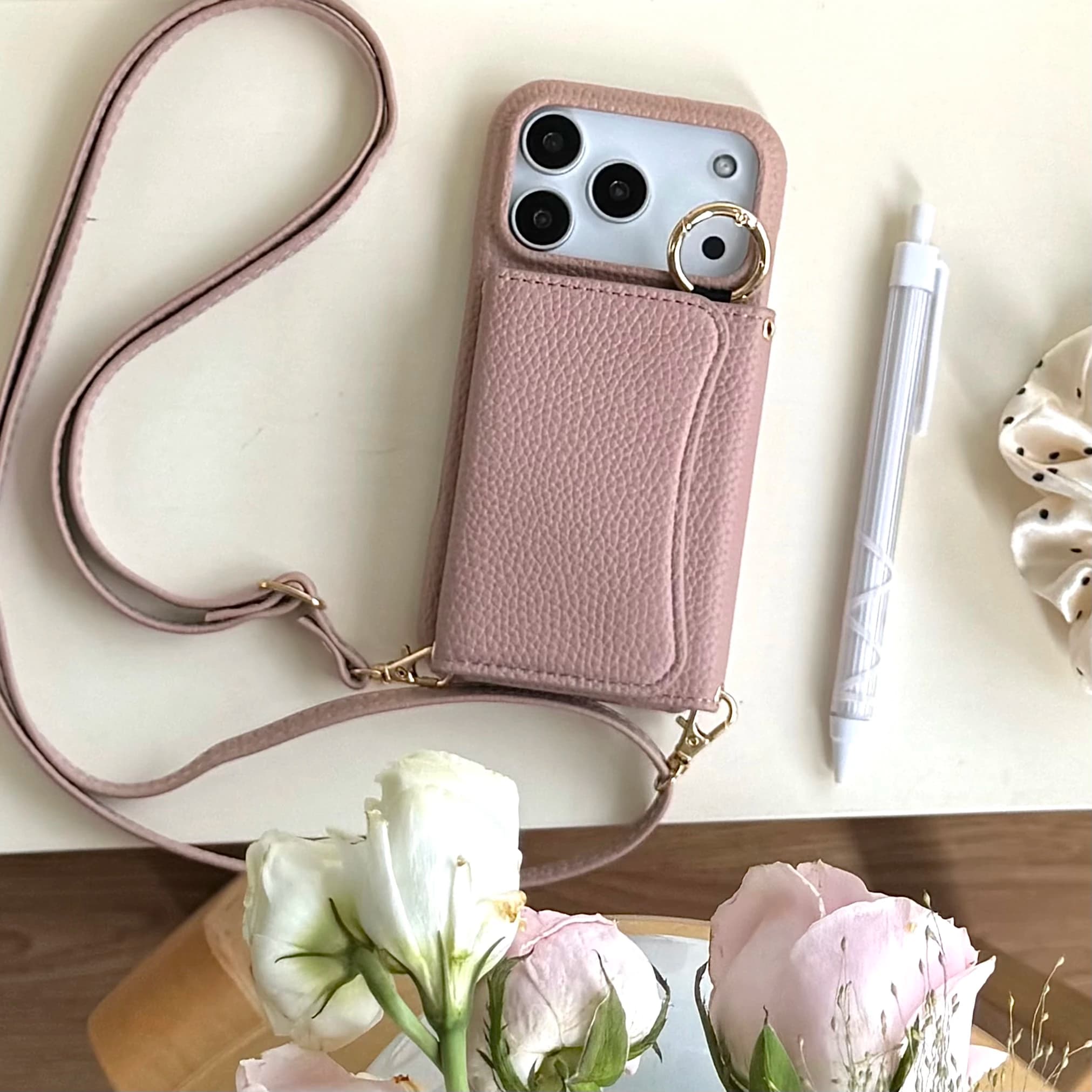 Semi-Circular Crossbody Ring Holder Magnetic Wallet Leather Case For iPhone 17 Pro Max 16 Plus 15 Plus 14 13 Long Lanyard Cover