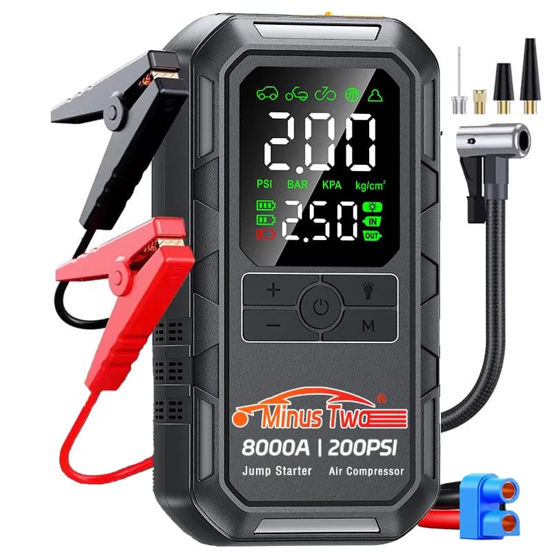 4-IN-1 Car Jump Starter with Air Compressor Peak 4000A Auto Battery Booster 200PSI Air Pump Portable Power Bank Tire Inflator