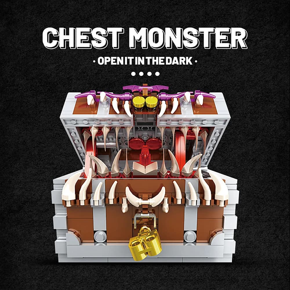 Medieval Fairy Tales Dungeons Classic Game DnD Dragon Monsters Mimic Treasure Box Model Building Block Bricks Gift