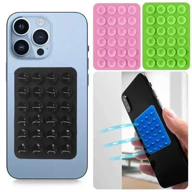 Multifunctional Silicone Suction Phone Holder Mat Suction Cup Wall Stand Square Anti-Slip Single-Sided Case Mount Back Sticker