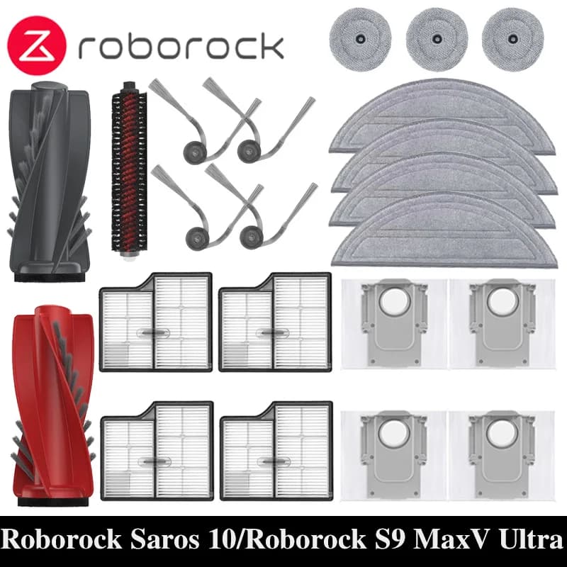 Roborock Saros 10/Roborock S9 MaxV Ultra Robot Vacuum Spare Parts Main Side Brushes Mop Cloths HEPA Filters Dust Bags Accessorie
