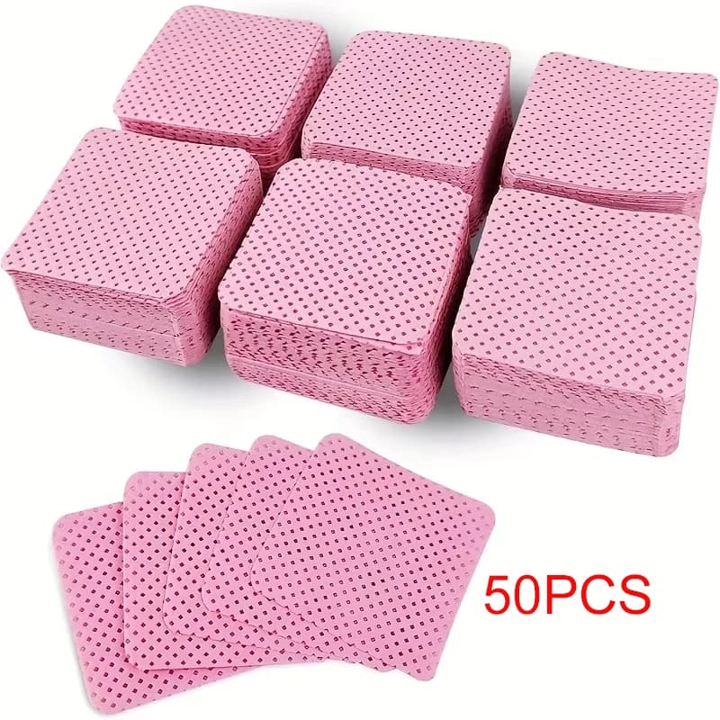 50 Lint-Free Nail Wipes, Super Absorbent Nail Wipes for Removing Gel Polish, Eyelash Extensions, and Nail Prep (White, Pink)
