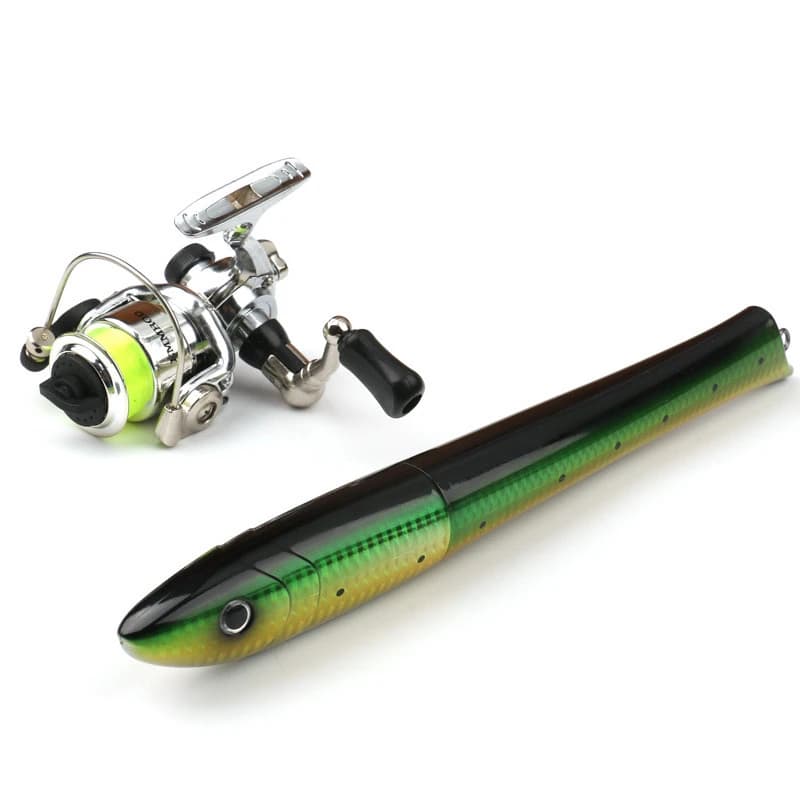 NEWOEM 1m/1.4m/1.6m Fish Type Portable Pocket Fishing Rod Set Mini Kids Ice Raft Fishing Rod