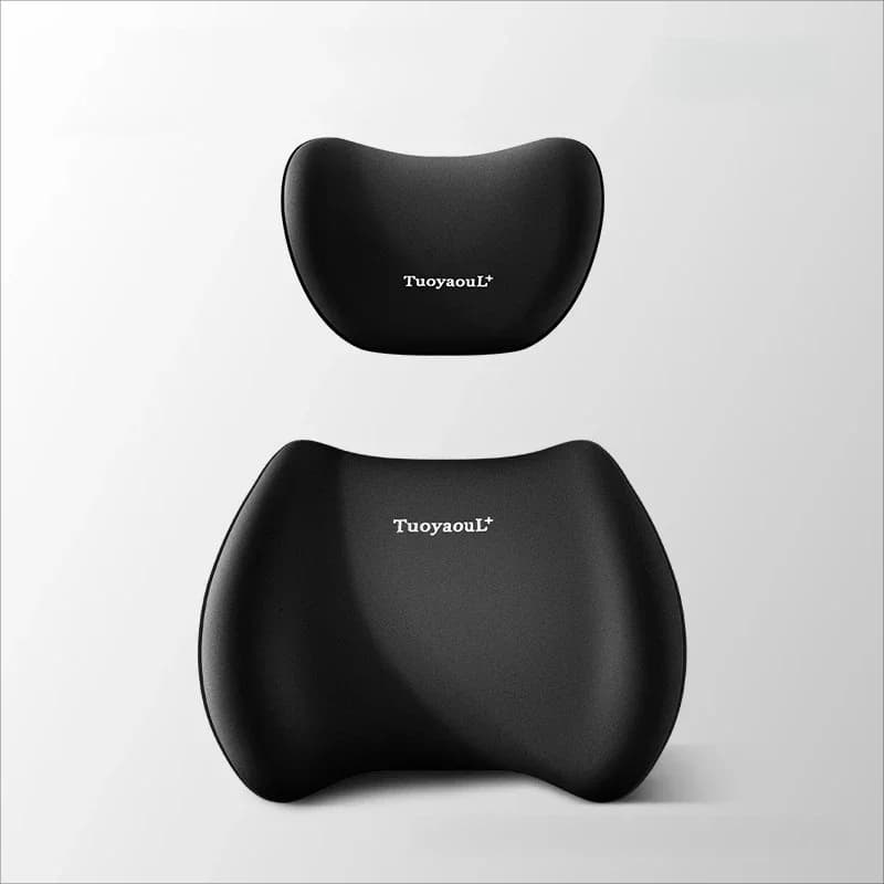 Car Universal Headrest Lumbar Support Memory Foam Cervical Neck Pillow Ergonomic Backrest Waist Cushion Auto Seat Protector Set