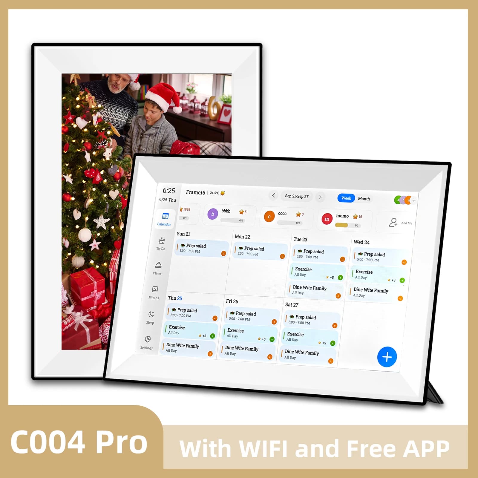 10.1inch Touch Screen Calendar Digital Photo Frame Smart Organizer Auto-Rotate Family Schedules Gift Voice Feature With APP