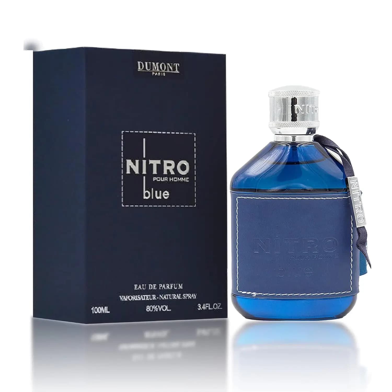 Nitro Blue Dumont Men EDP Perfume 100ml Fresh Marine Citrus Cologne Blue Glass Bottle Silver Cap Luxury Black Gift Box Daily Summer Business Wear