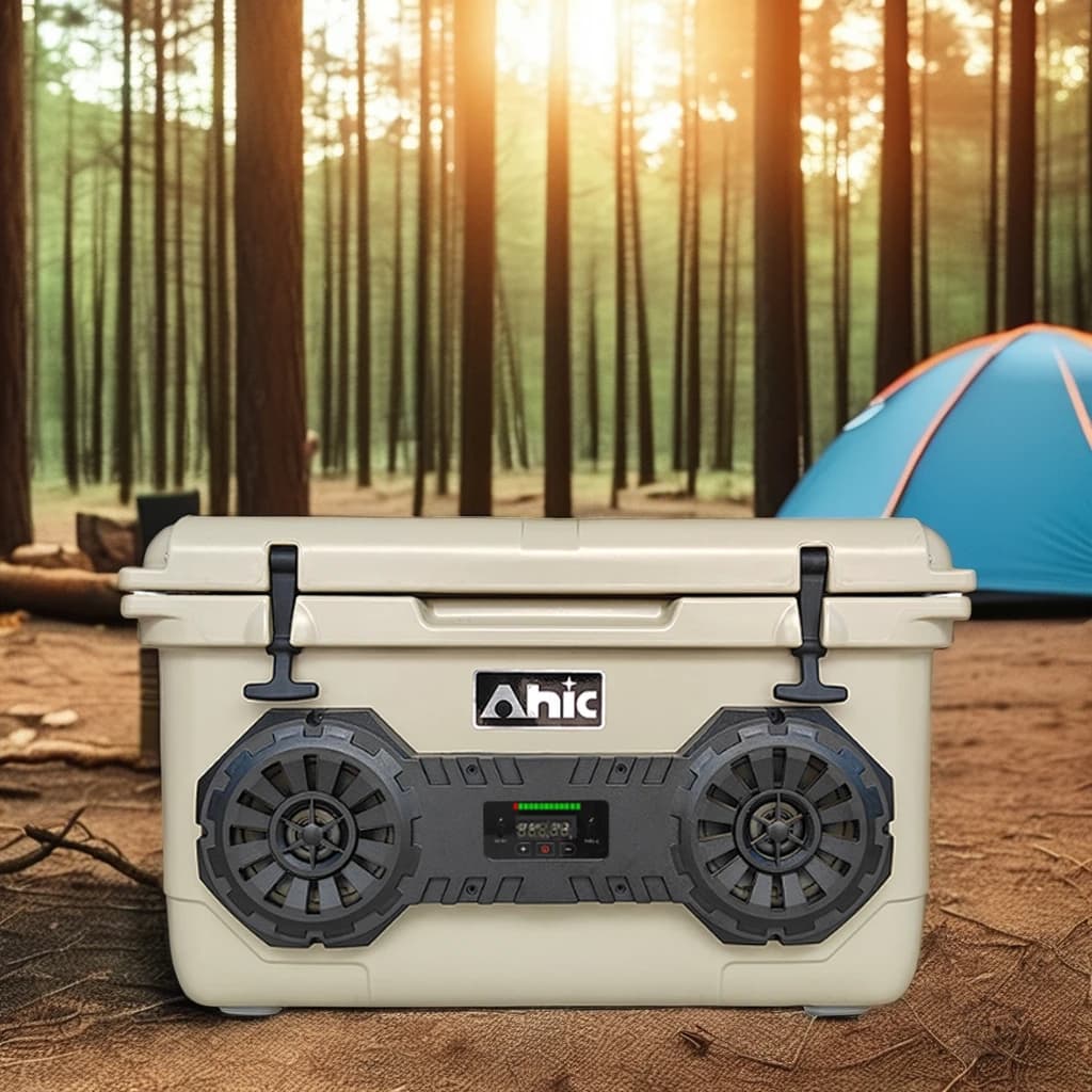 45L Portable Rotomolded Cooler Box Built-in Bluetooth Speaker for Outdoor Use Great for Food Cans Drinks Music Ice Chest Pro