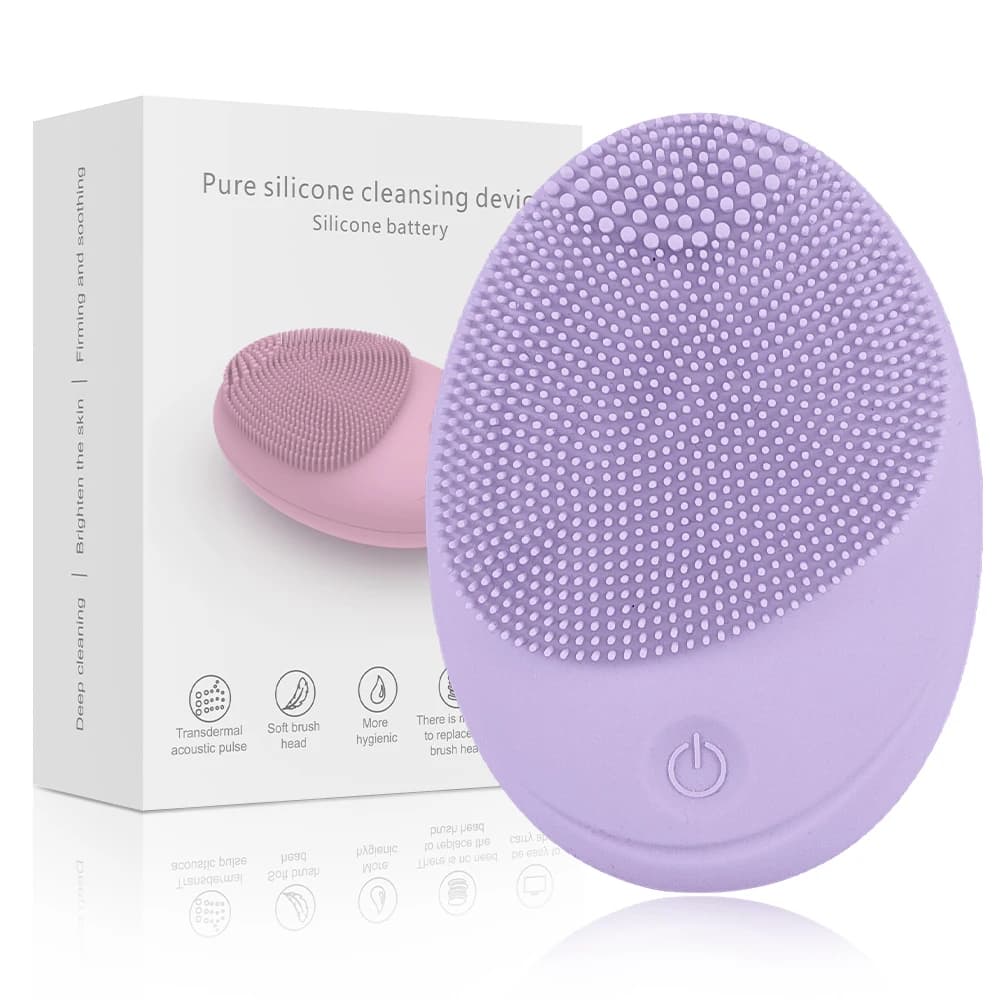 Facial Cleansing Brush Made with Ultra Hygienic Soft Silicone, Waterproof Sonic Vibrating Face Brush for Deep Cleansing, Gentle