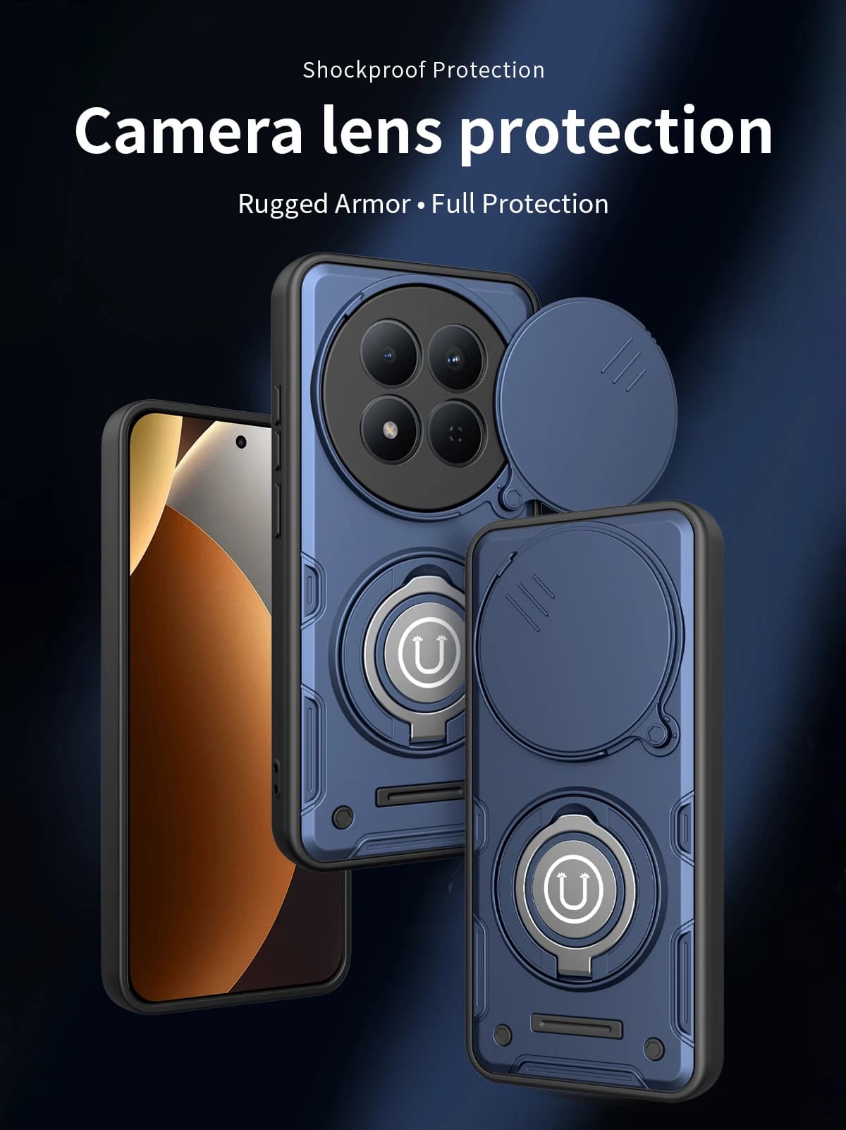 Anti Slip Color Matte PC+TPU Hybrid Armor Phone Case For Redmi 14C Note 15 14 Por Plus Magnetic Car Mount Lens Protective Cover