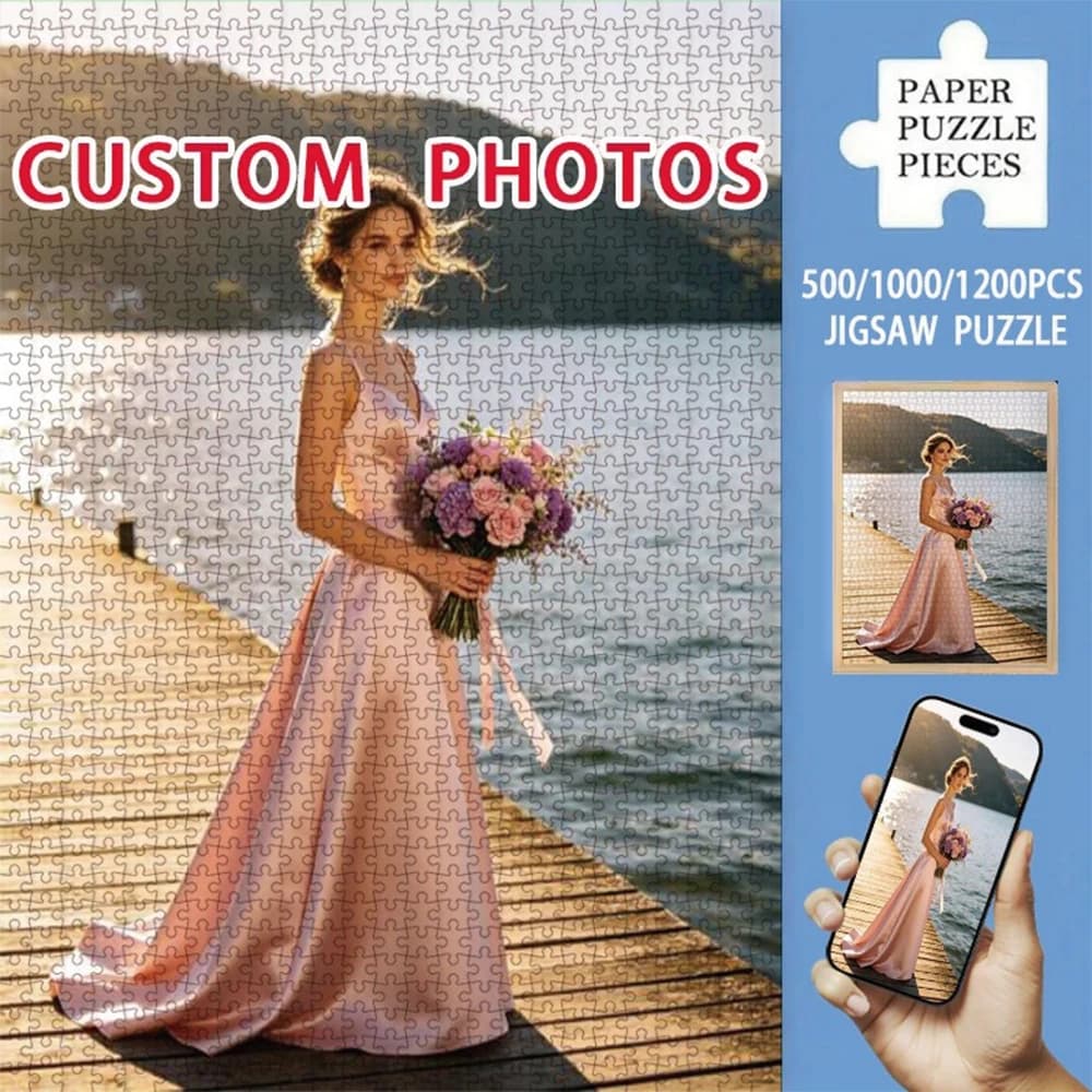 35/300/500/1046pcs Personalized Custom Photo Puzzle Selfie Photo Customize Jigsaw Puzzle For CouplesCouples Family Christmas