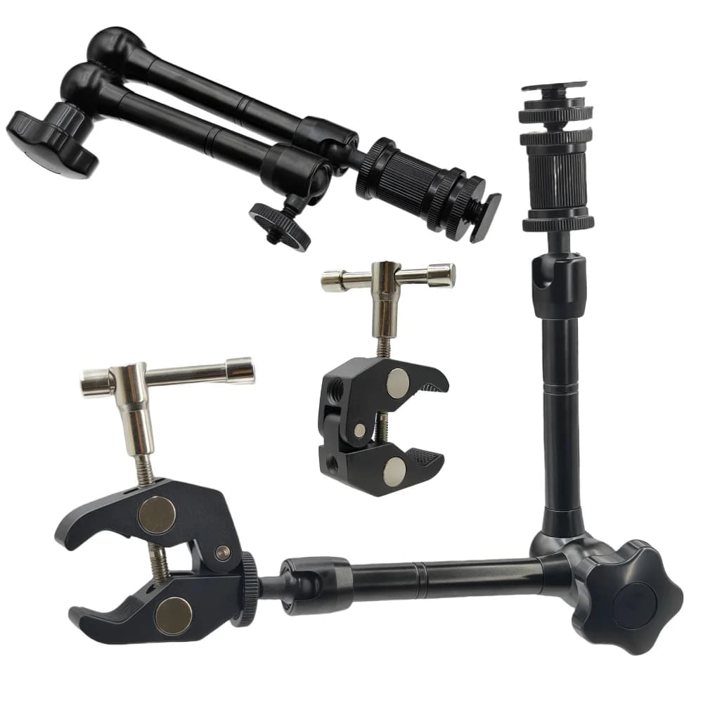 Metal Magic Arm 11 Inch Articulating With Super Clamp for Various Action Camera DSLR LCD Monitor LED Lights Cell Phone Accessery