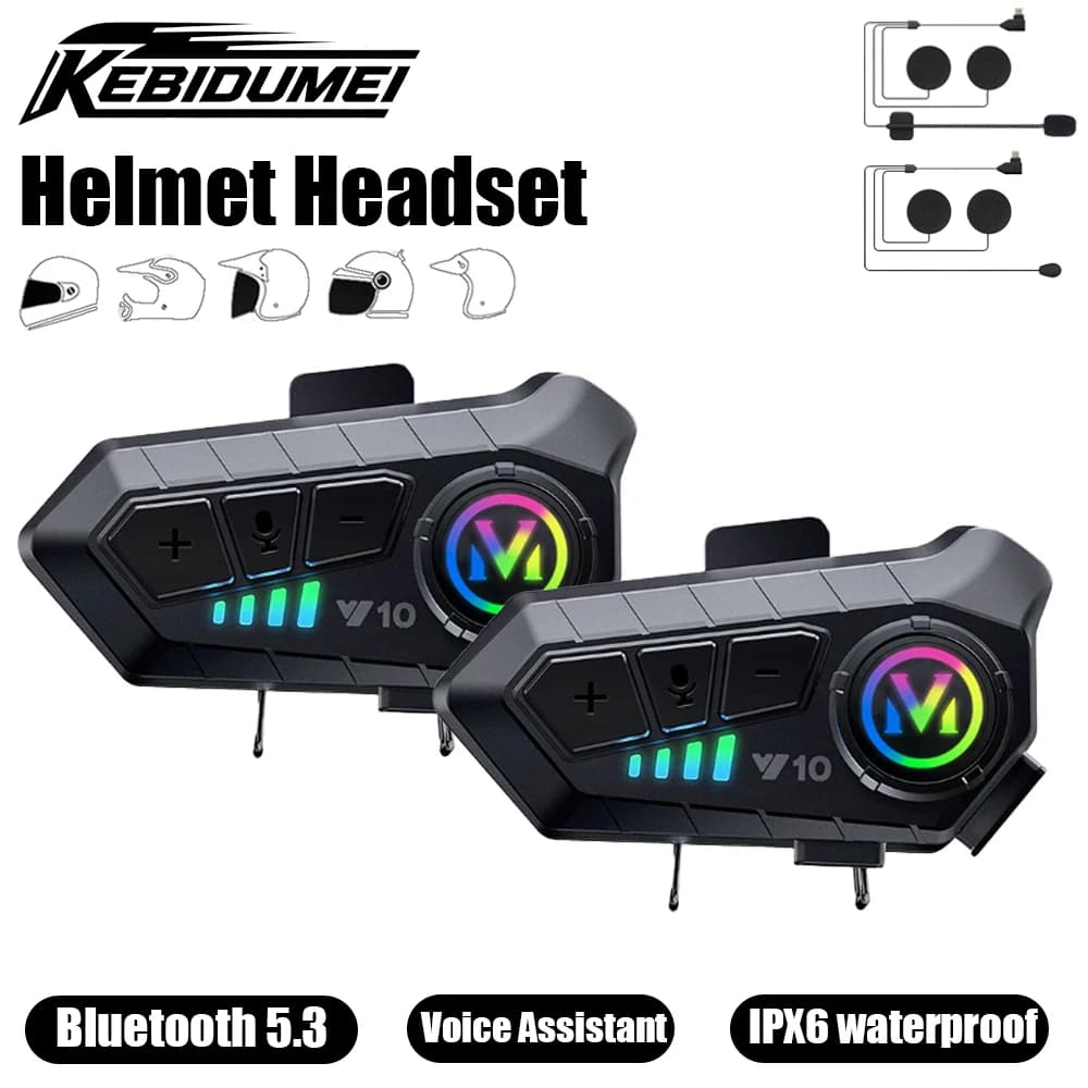 Helmet Headset Bluetooth5.3 Earphone IPX6 Waterproof MP3 Player HD Sound Moto Wireless Headphone with Mic Motorcycle Accessories