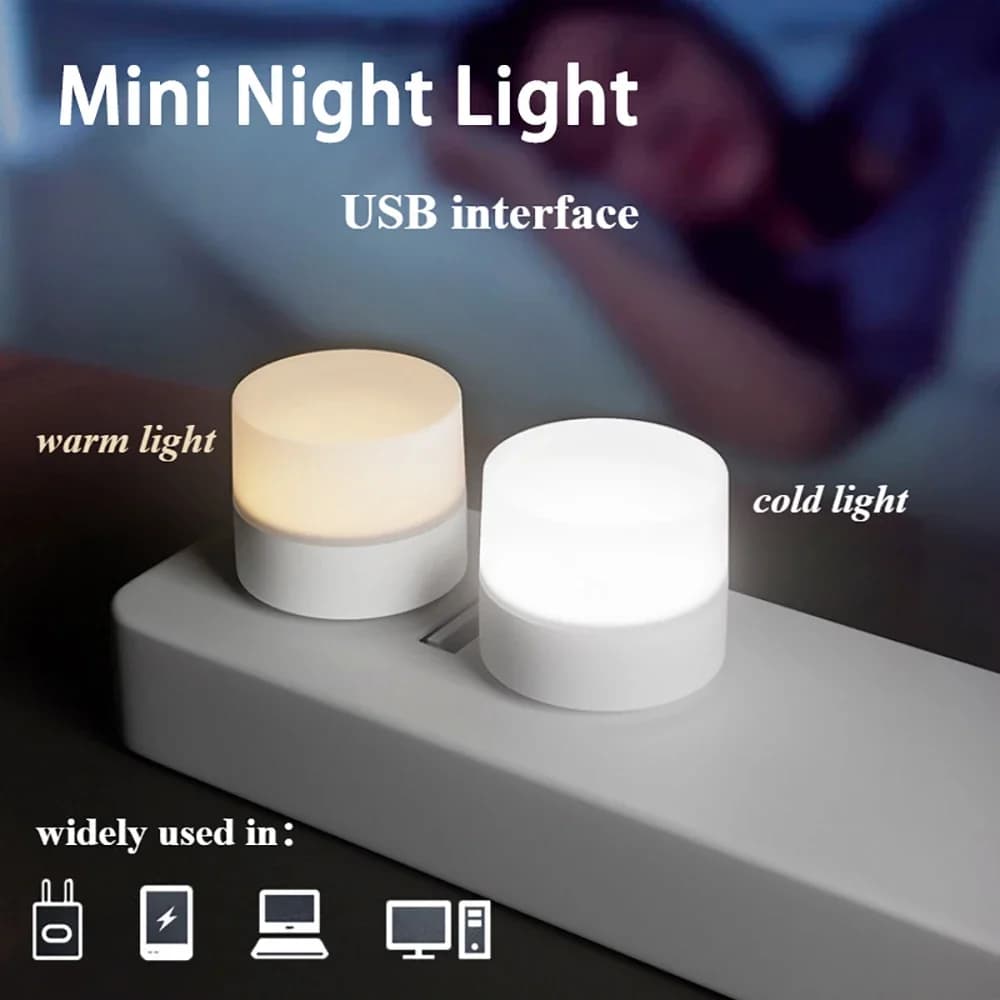 Mini USB LED Night Light Table Lamp Lights Room Plug Book Reading Decorating Items Warm White Eye Protections Wholesale Bedroom