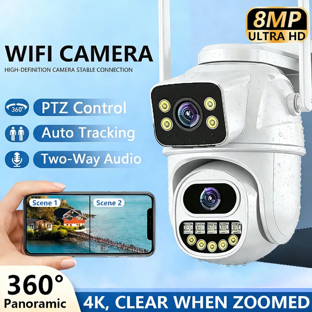 Bestseller 360° No Blind Spot WiFi Security Camera, Waterproof High Quality Outdoor Surveillance Cam, Remote Phone Monitoring, W