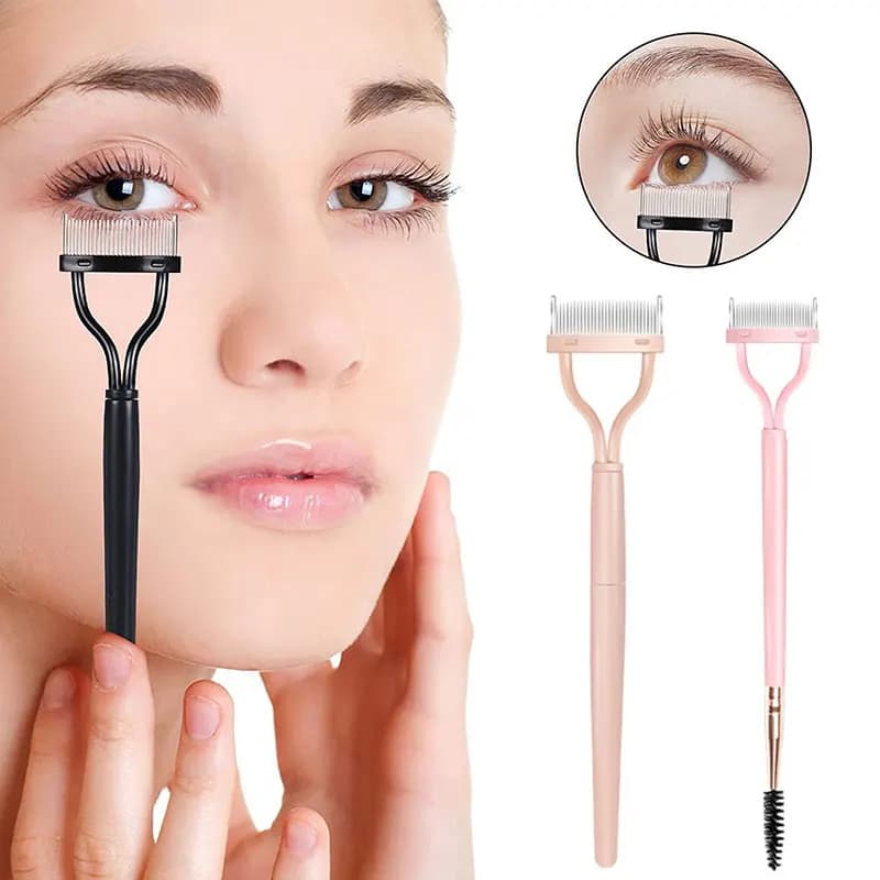 Foldable Eyelash Brush Comb Mascara Curl Lashes Separator Metal Stainless Teeth Straight Lash Curler Beauty Makeup Tool