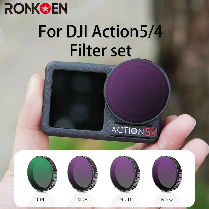 Ronkoen ND CPL Filter for DJI OSMO Action4/5Pro Action Camera Accessories CPL ND8 ND16 ND32 Lens Set Aluminium Alloy Frame