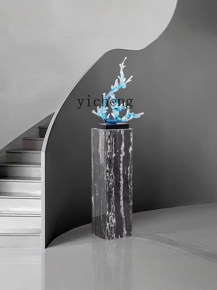 r5.13 marble base square stone pier entrance sculpture booth living room decorative flower stand sofa side table