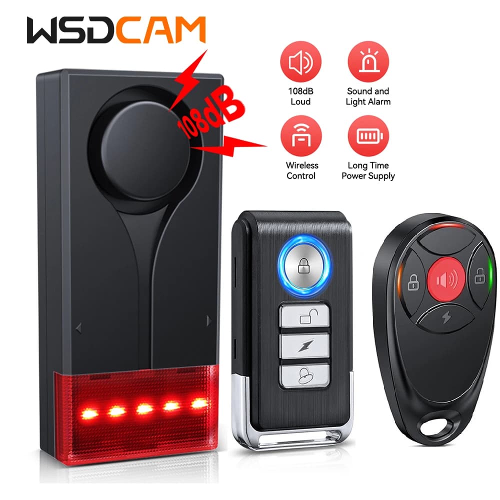 Car Vibration Sound & Light Alarm with Remote 108dB Automobile Anti-Theft Alarm Vibration Alert Vehicle Security Alarm