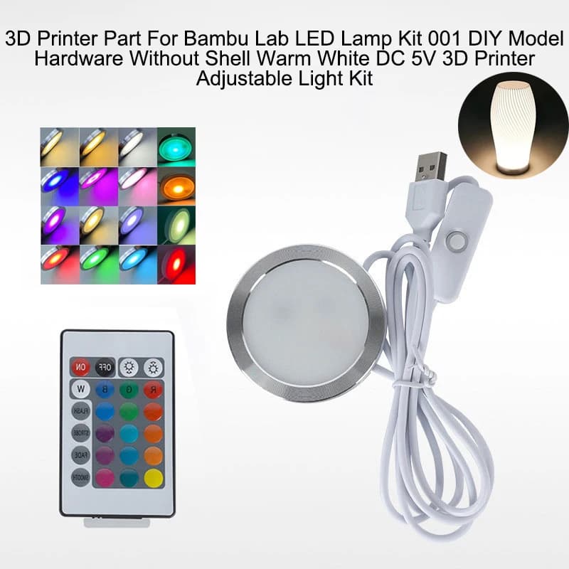 3D Printer Part For Bambu Lab LED Lamp Kit 001 DIY Model Hardware Without Shell Warm White DC 5V 3D Printer Adjustable Light Kit