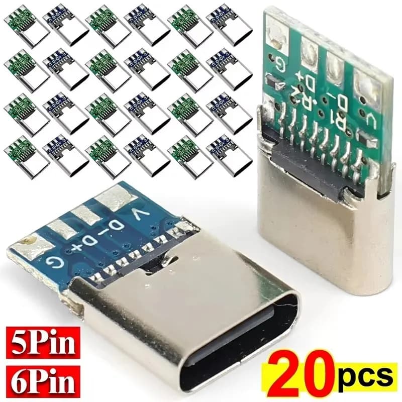1/10/20Pcs Electric Terminals Welding DIY Data Cable Support PCB Board Type C Female Connectors Jack with Dual 5.1K Resistors
