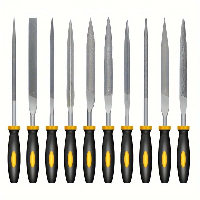 High-Carbon Steel Precise Needle File Set - Premium Kit with Non-Slip Ergonomic Handles, for Wood/Plastic/Model Filing