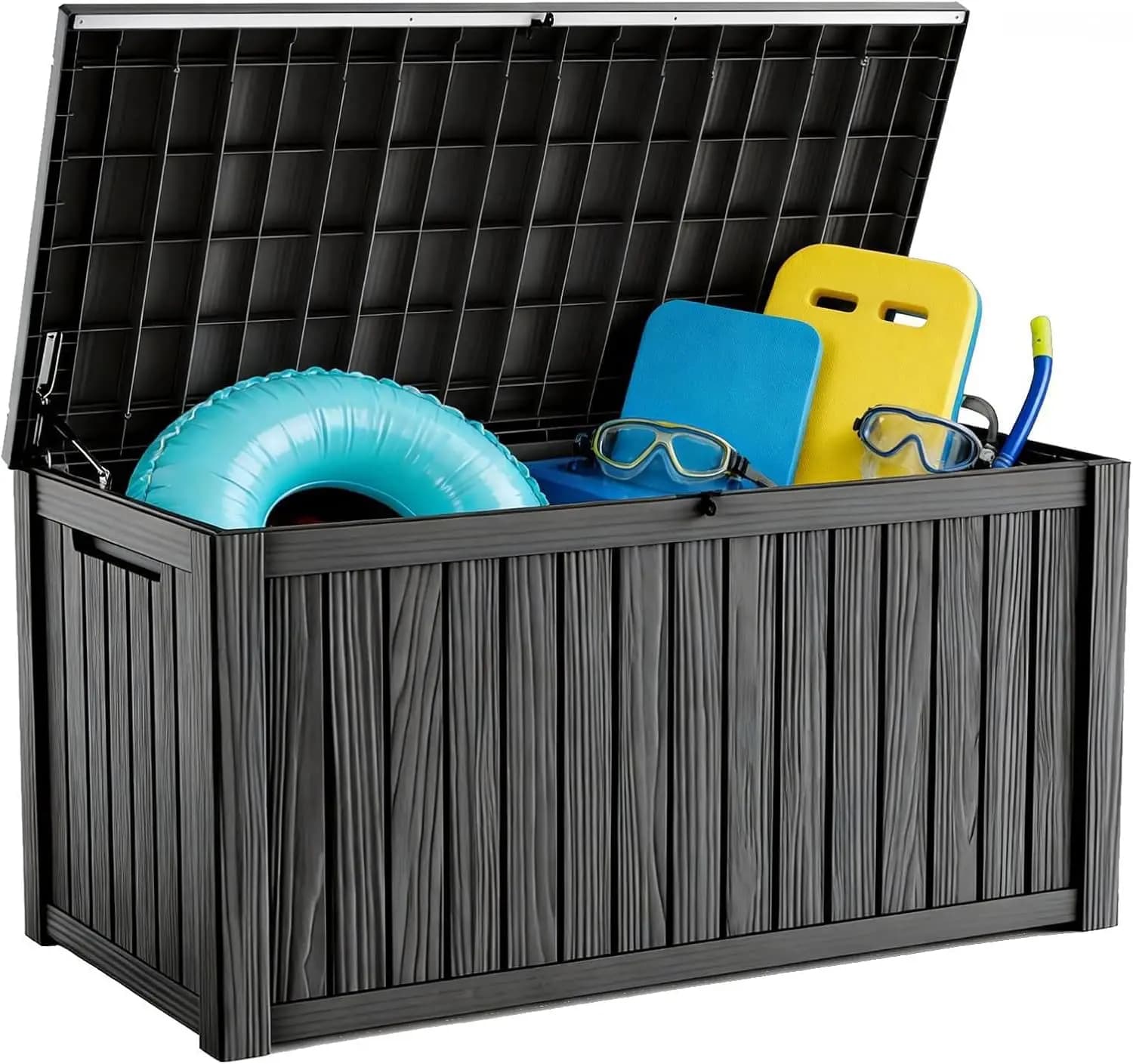 200 Gallon Outdoor Storage Box, Lockable Waterproof Deck Box with Hydraulic Lid for Patio Cushions & Garden Tools