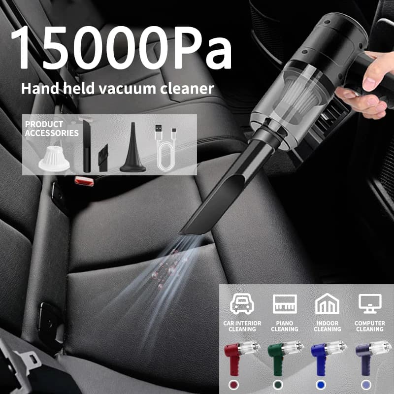 Handheld Car Vacuum Cleaner, 15000PA Portable Cordless, Dual use of blowing and suctionMulti-Nozzles, for Car, Home, Pet, Office