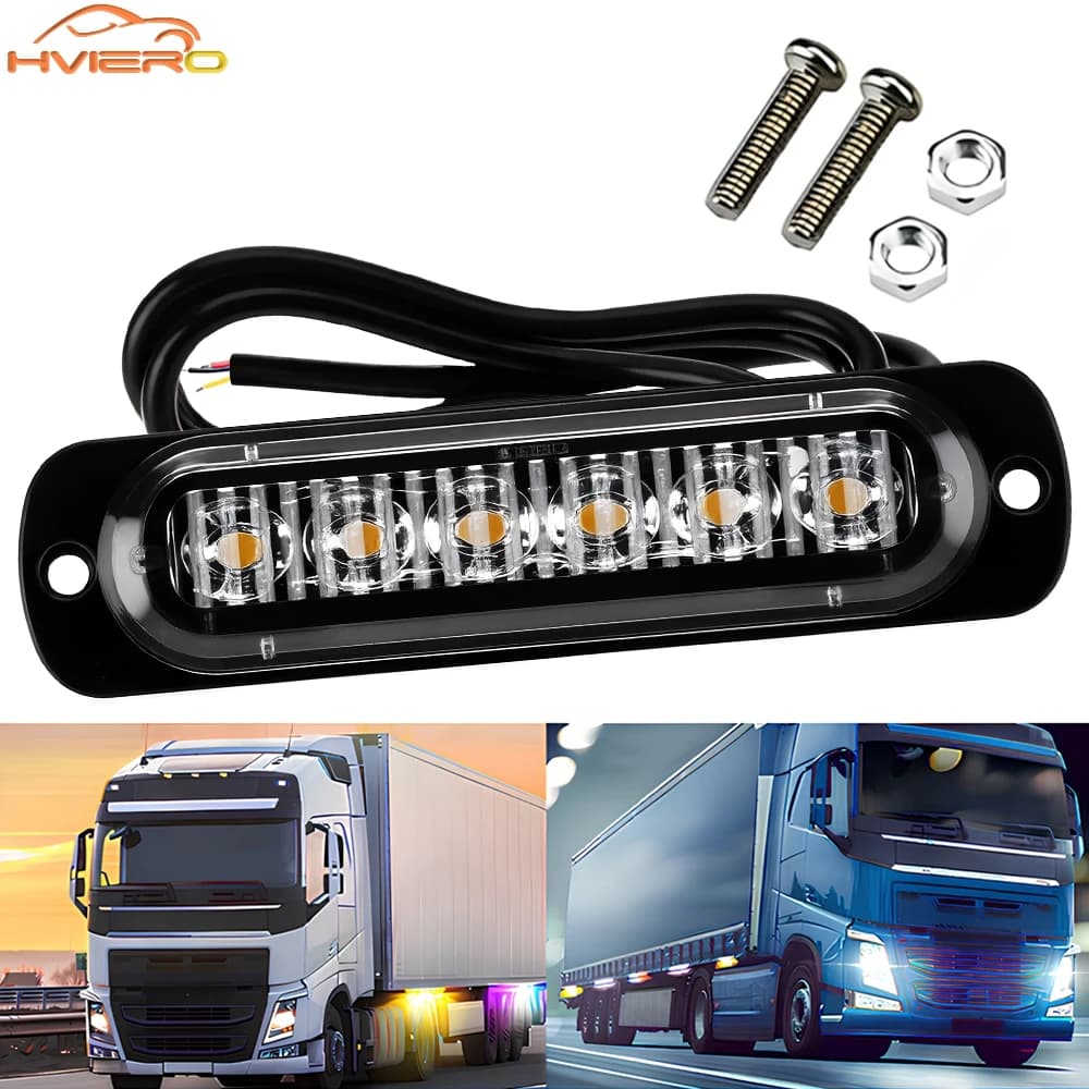 1X Truck 12V-24V LED Warning Strobe Grille Flashing Lamp Bar Side Car Beacon Red Yellow White Turn Signal Parking Drl Fog Light