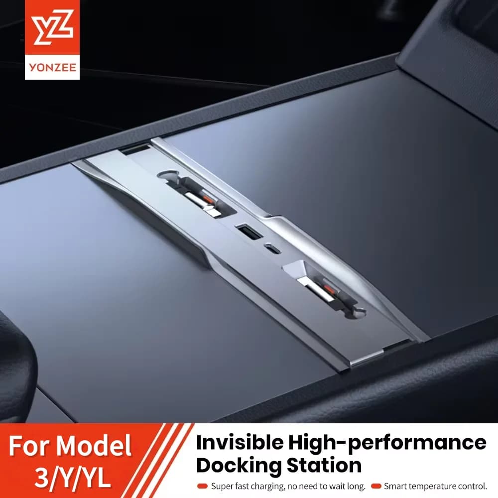 YZ For Tesla Model 3/Y/YLHighland Juniper Docking Station Fast Charger Intelligent Expansion Dock Central Control Charging Shunt