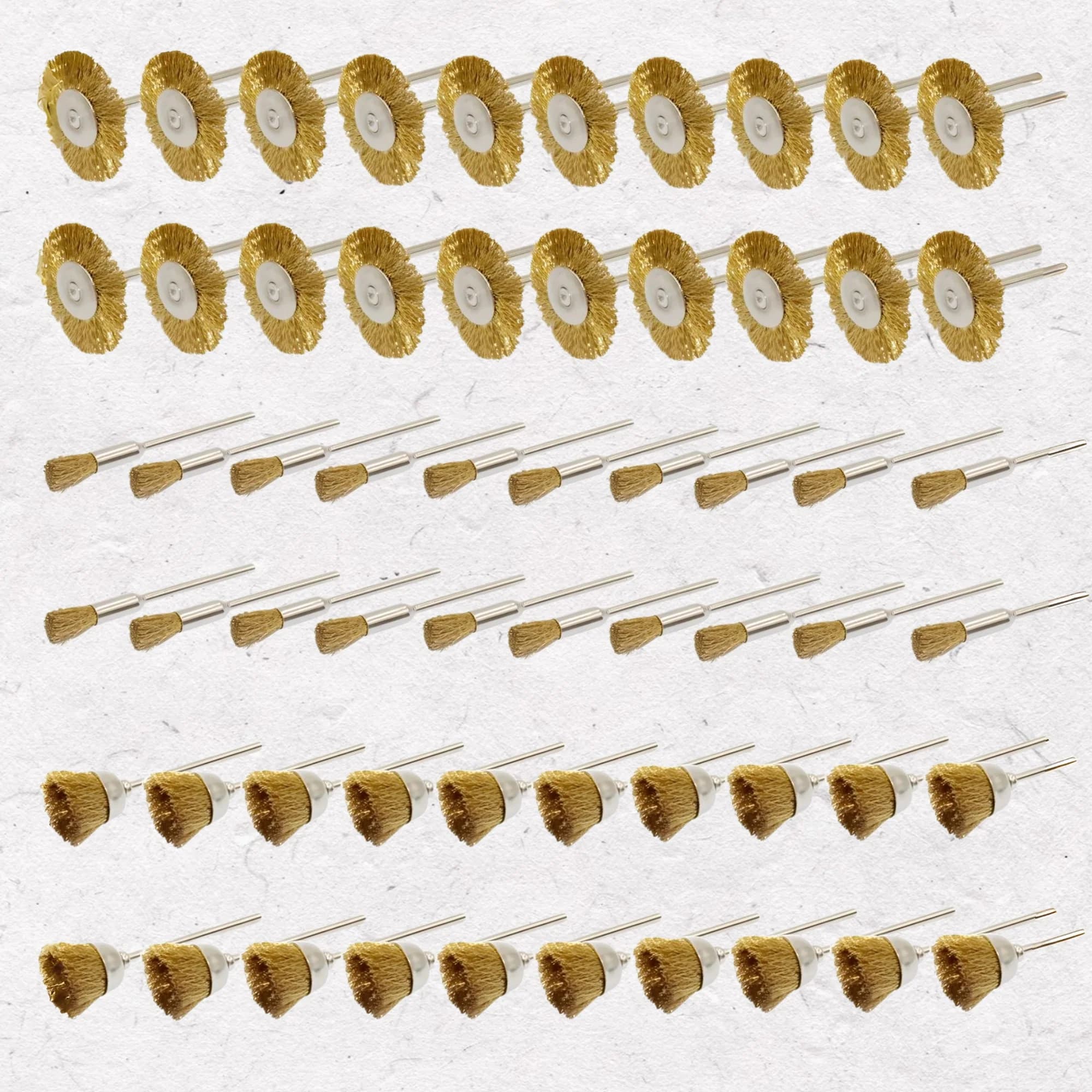 60Pcs Jewelry Making Tool Brass Wire Brush Set 3mm Shank Cup Wheel Pen Brushes Rust Removal Polishing Cleaning for Rotary Tools