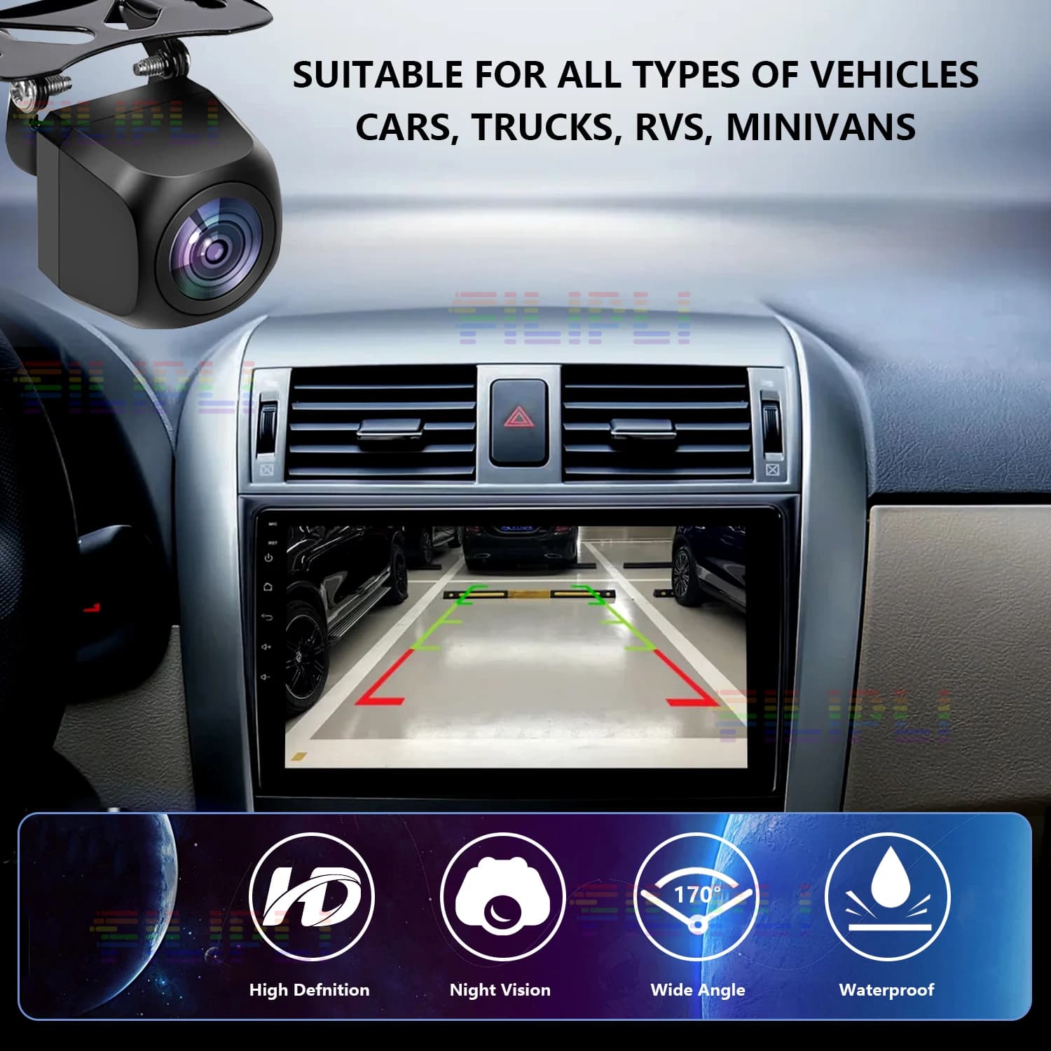 Car Rear View Camera AHD Night Vision Backup Parking Reverse Camera Universal Waterproof HD Color Image