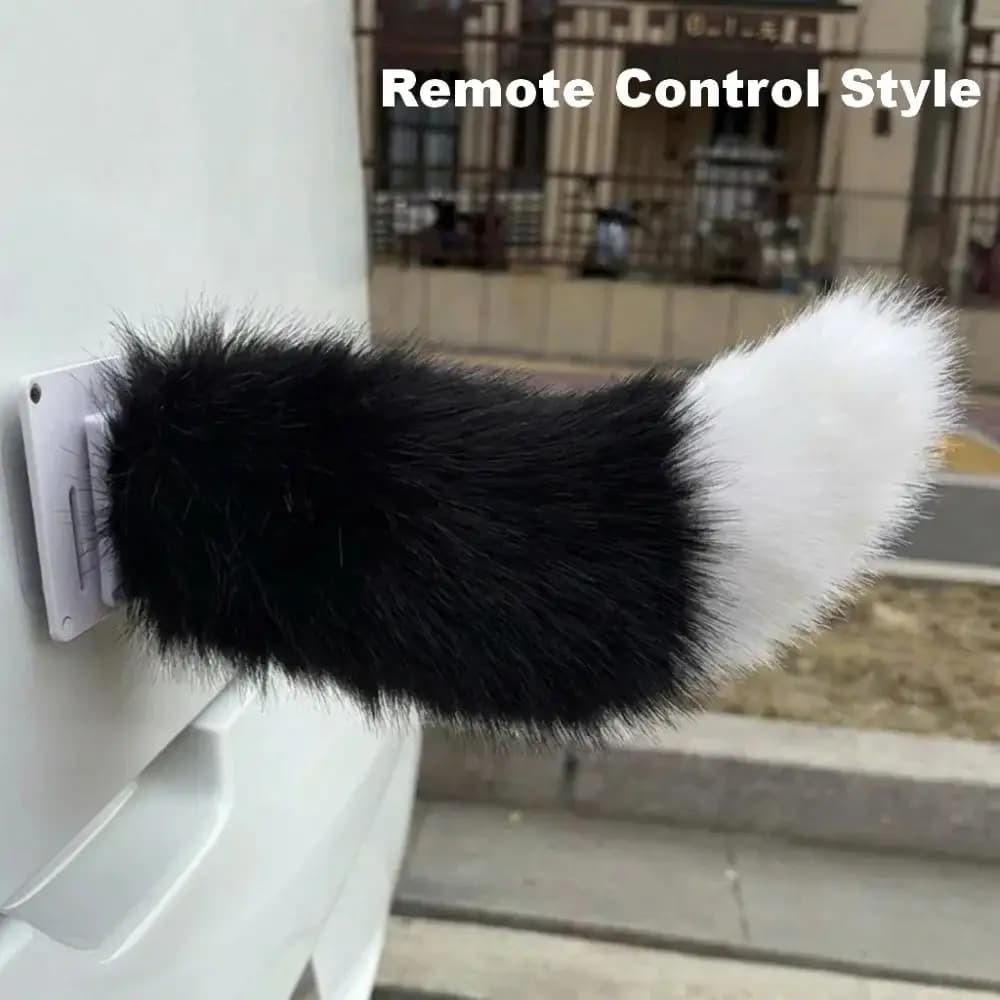 Cute Electric Wagging Plush Tail for Car  Remote Control Moving Fox Tail Decoration Universal for Scooter Motorcycle