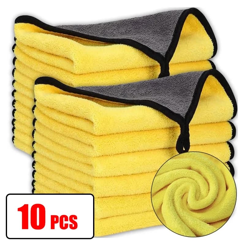 5Pcs Set Thicken Double Layer Microfiber Car Cleaning Towels Soft Drying Cloth for Car Care Detailing Wash Rags 30/40/60cm