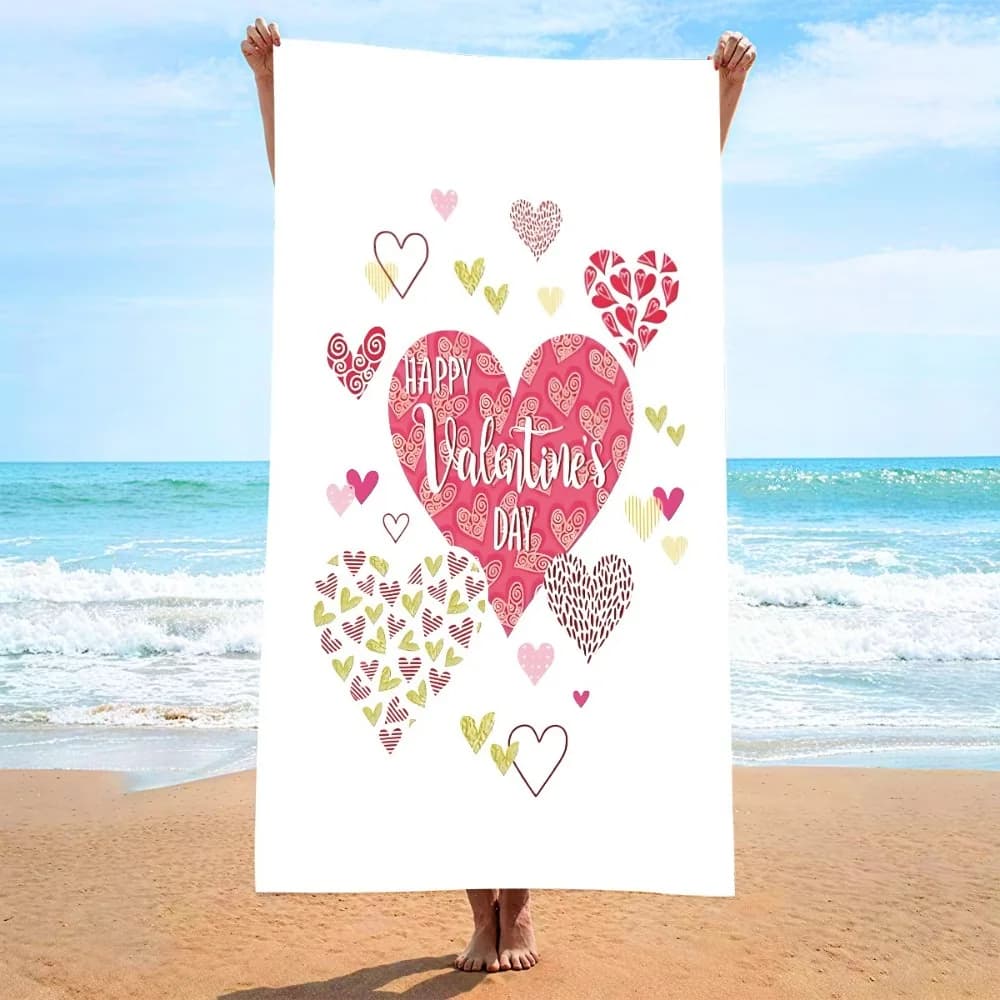 Heart Symbol Bath Towel 27x55inch Beach Towel Microfiber Quick-dry Yoga Mat Outdoor Travel Camping Picnic Blanket Sunscreen