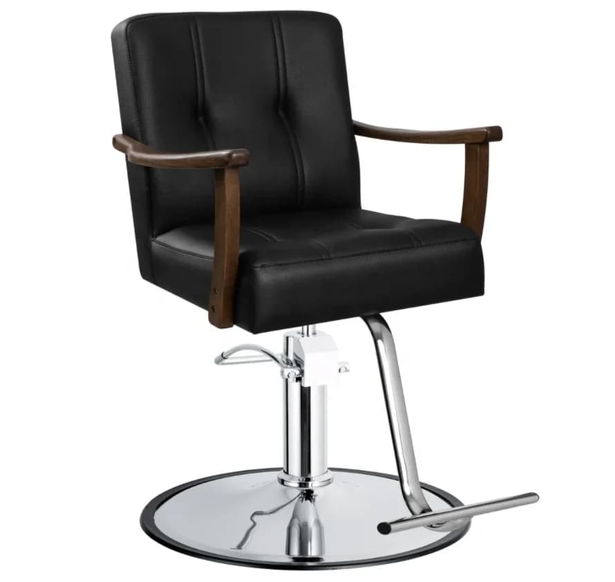 Denant Barber Chair with Wood Armrest Comfortable Styling Chair with Hair Dryer Holder New Salon Furniture for Beauty Salon