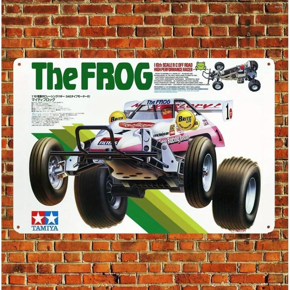 Tamiya The Buggy Vintage Metal Tin Sign - Retro RC Car Boxart Wall Decor, Durable Garage & for Man Cave Art, No Electricity