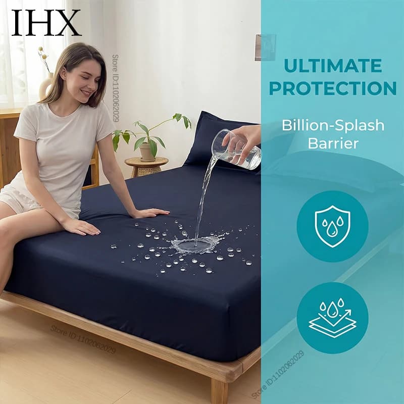 IHX Waterproof Mattress Protector, Breathable Mattress Topper, Bed Smooth Jersey Mattress Cover Fully Fitted Sheet Custom Size