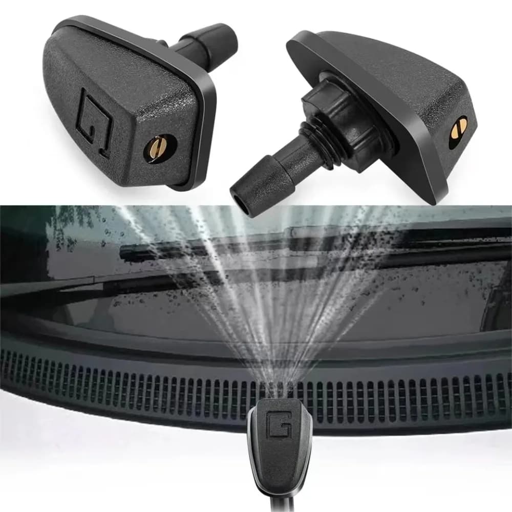2 Pcs Universal Windshield Washer Nozzles – Adjustable Fan Jet Sprayers for Car Front Wipers – Auto Water Spray Outlet Kit