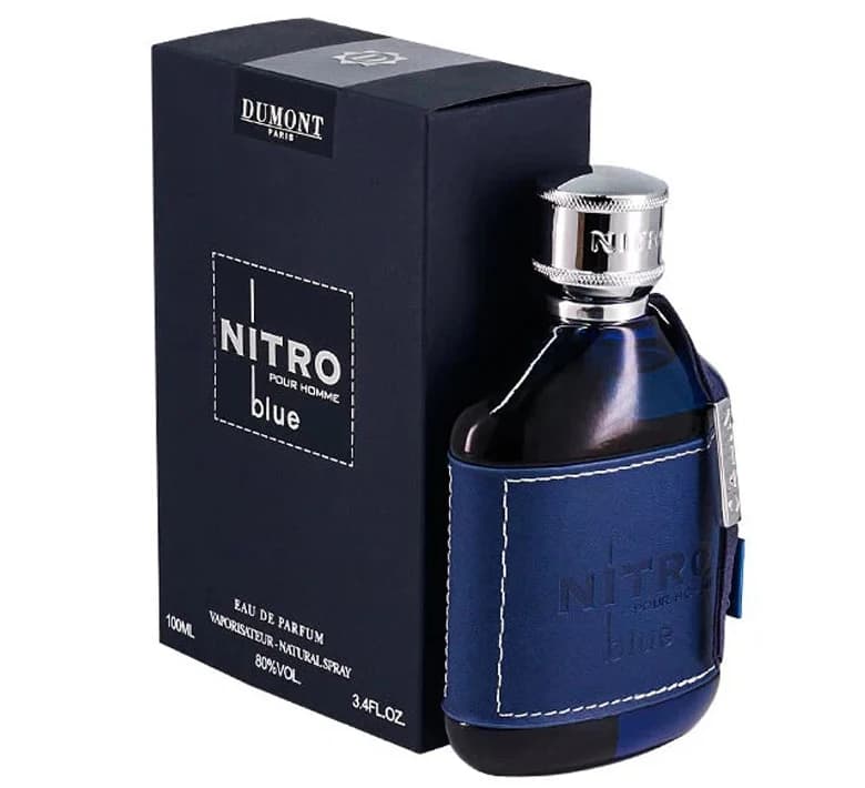 Dumont Nitro Blue - Fresh Aquatic Floral Woody Fragrance - Luxurious Long Lasting Scent -  3.4 Oz Eau De Parfum for Men