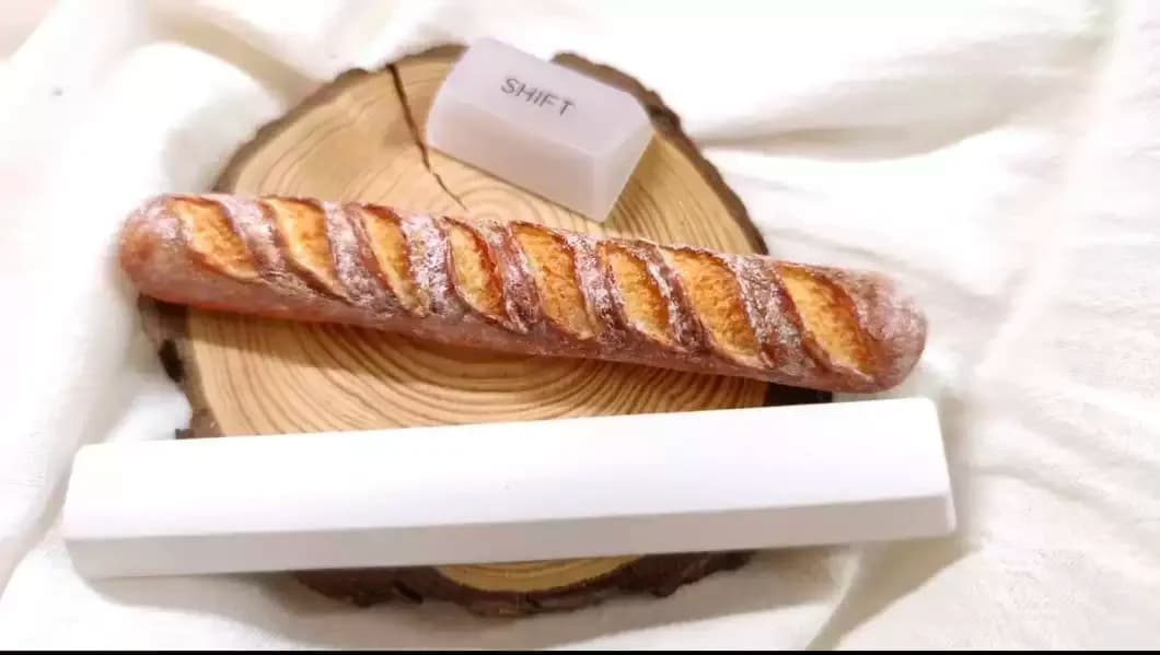 Baguette Food Artisan Spacebar Keycap - Creative 3D Resin Keycap for Custom Mechanical Keyboard, Novelty Gift for Food Lovers
