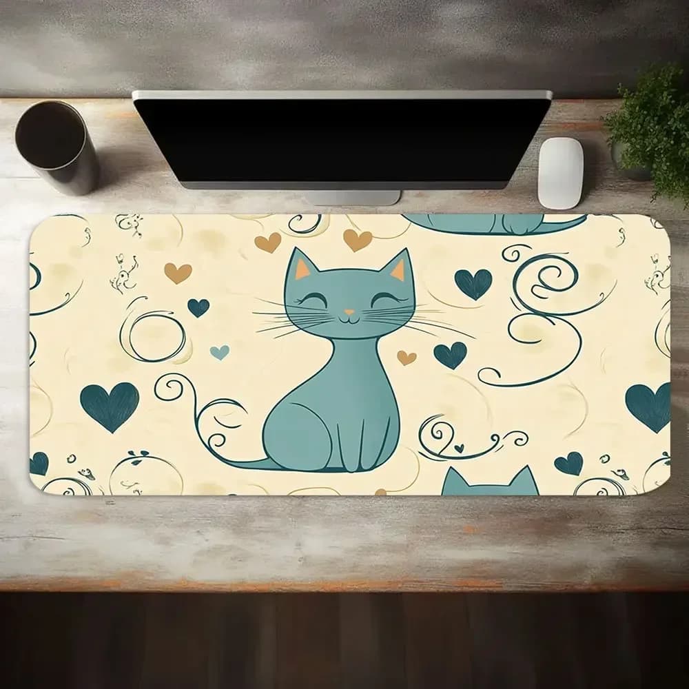 Gaming Mouse Pad 1PC Animal Cartoon Pattern Non-Slip Rubber Base Durable Fabric for Office Desk Game Setup