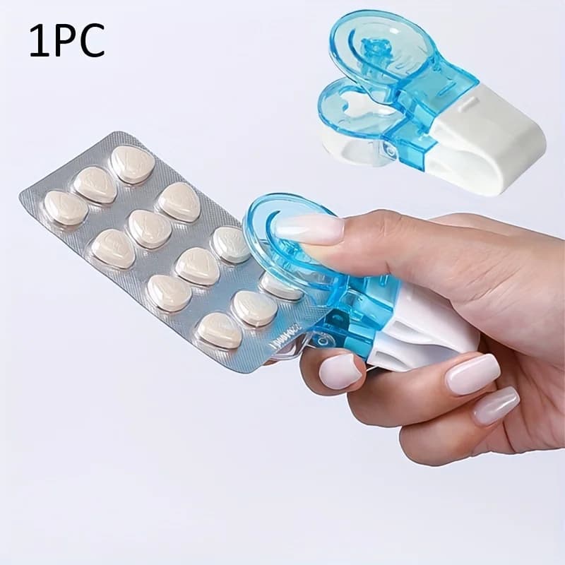 1pc Compact & Ergonomic Pill Popper With Storage - Safe, Easy-Open Blister Pack Aid, Travel-Ready Medicine Organizer
